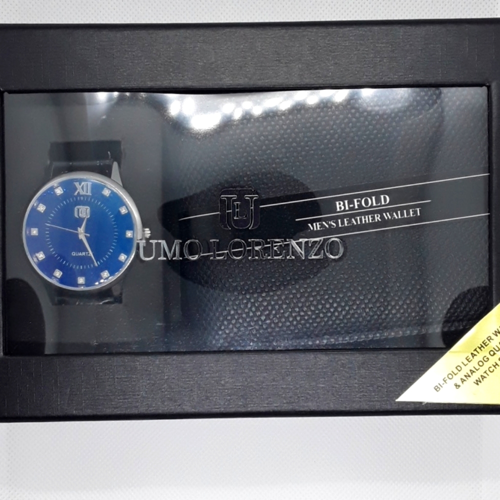 Bi-Fold Leather Wallet & Analog Quartz Watch Set